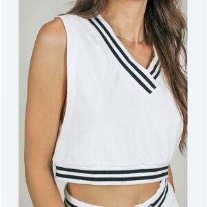 NWT Kimberly C white terry cloth crop midi top Size Large